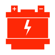 Red battery icon with lightning bolt symbol.